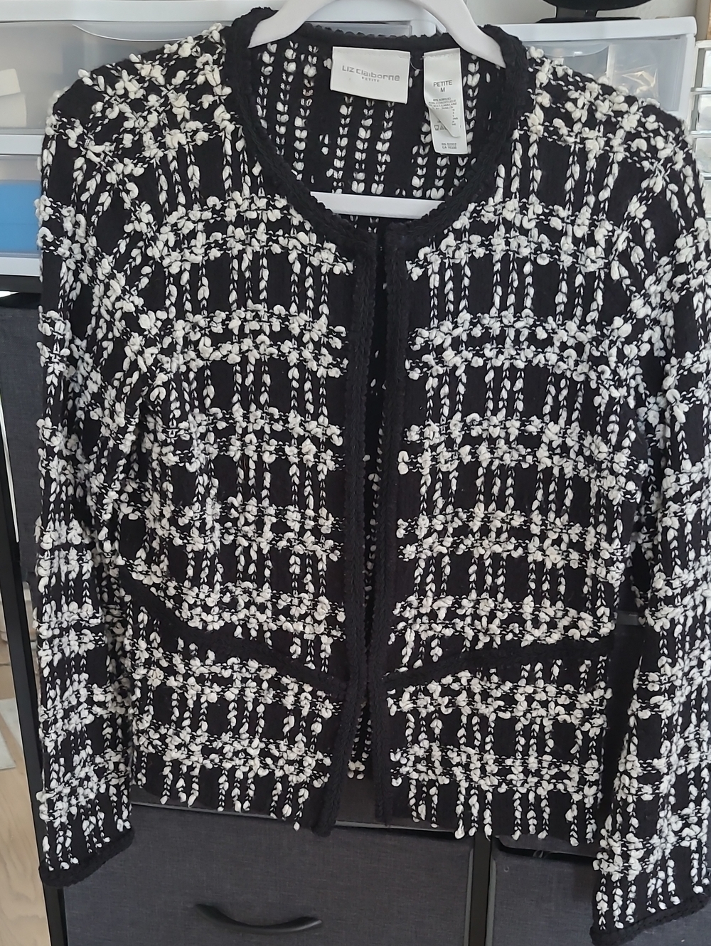 Liz Claiborne Black and White Tweed-Style Bouclé Jacket